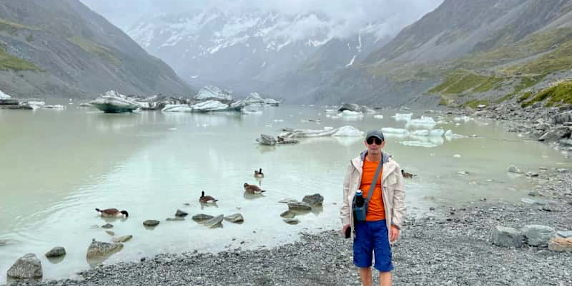 Johnny in lake Tekapo glacier