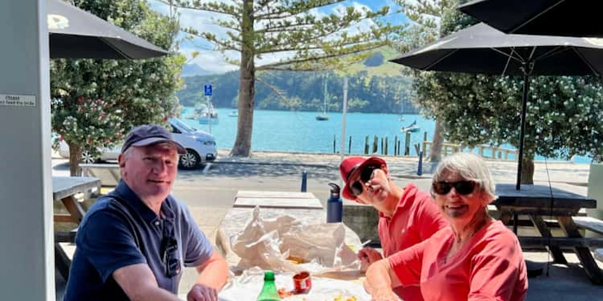 Lunch in Akaora with our friends