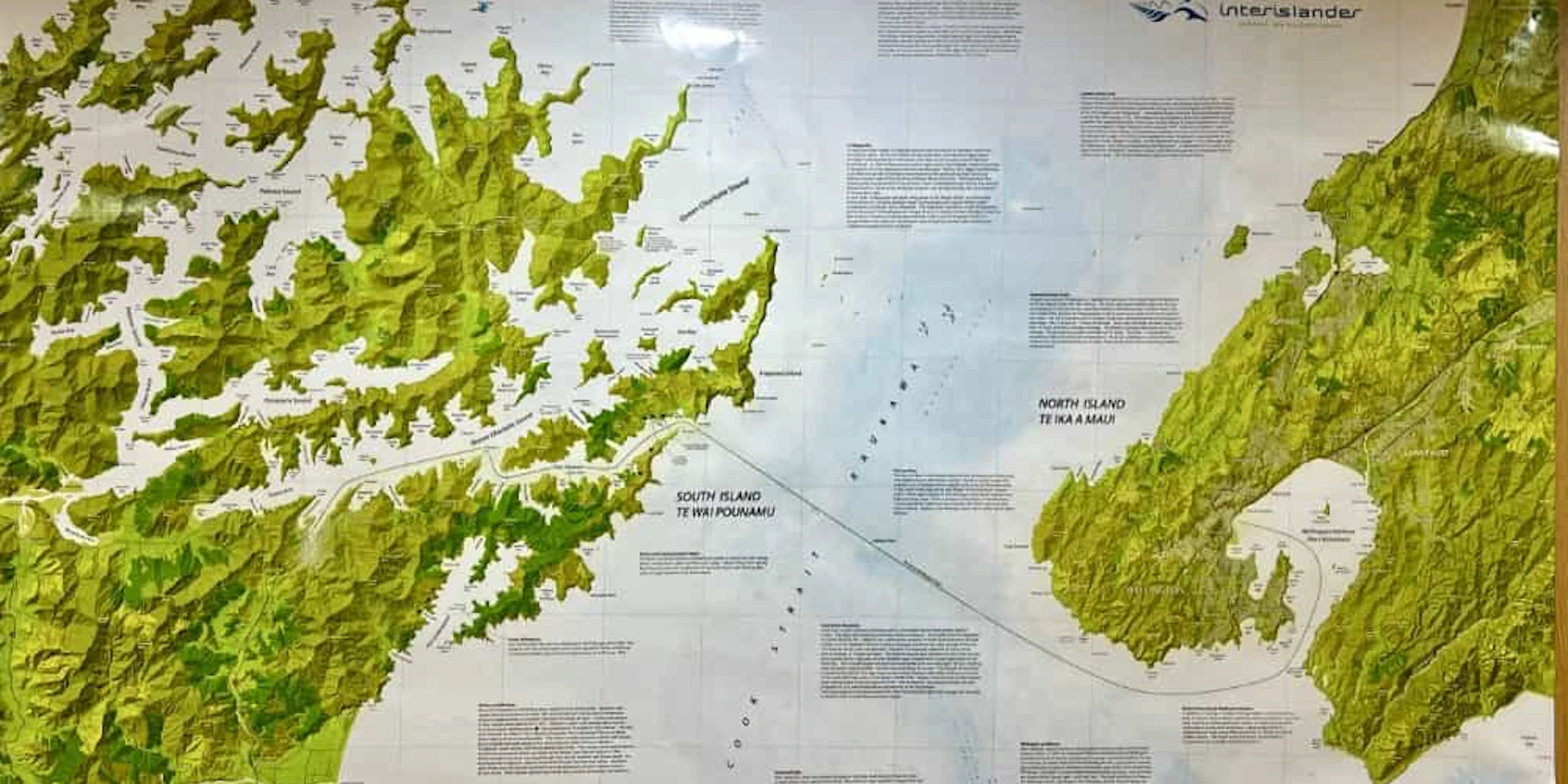 Crossing map between South and North Island, New Zealand