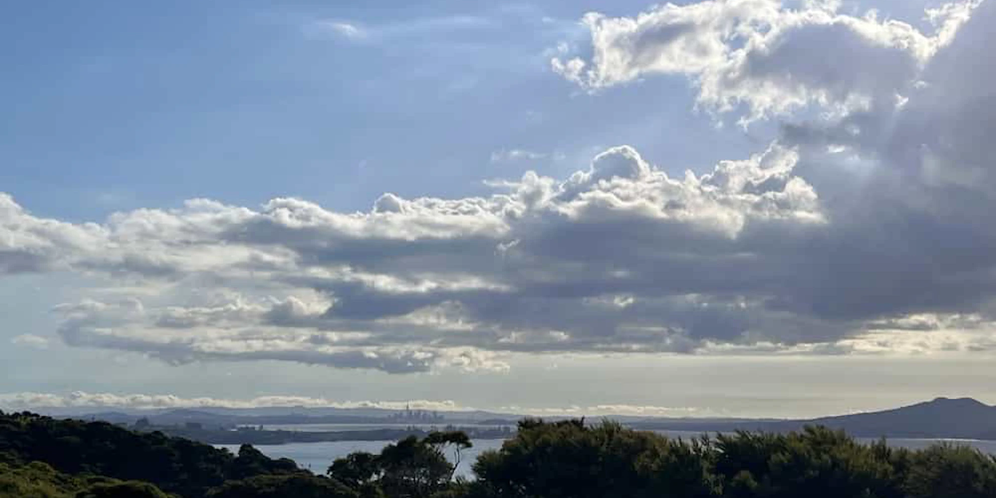 Views of Auckland from Mudbrick Vineyard and Restaurant in Waiheke Island