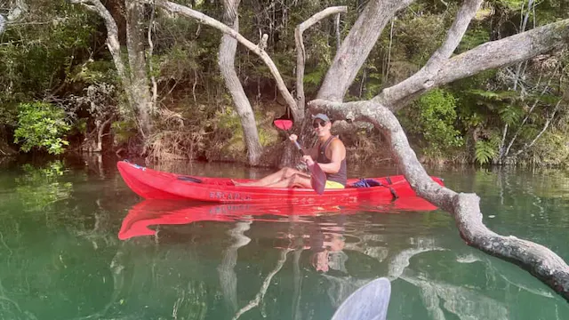 Johnny kayaking frm the lagoon