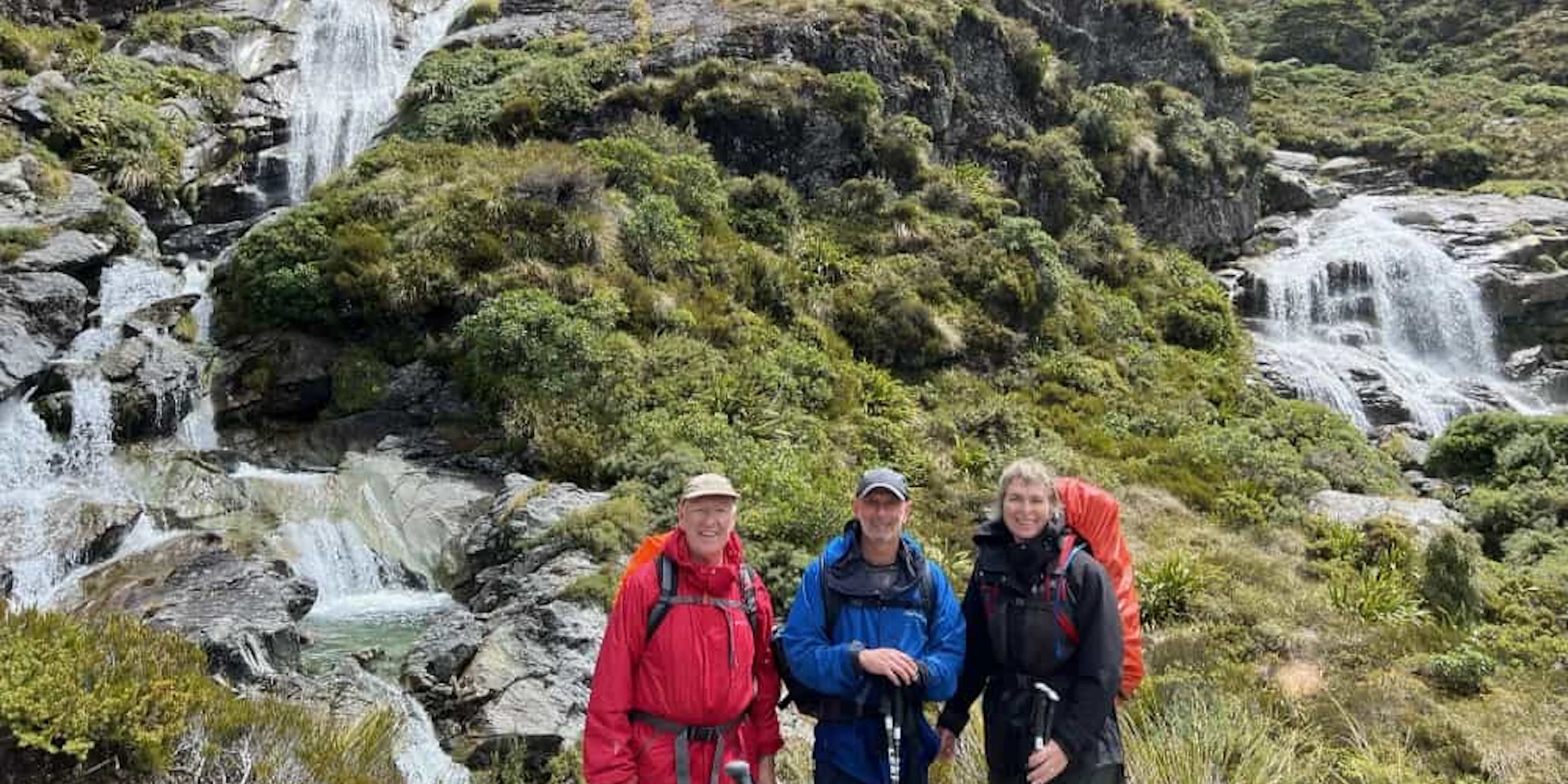 Ruth, Leslie and Johnny Routeburn falls