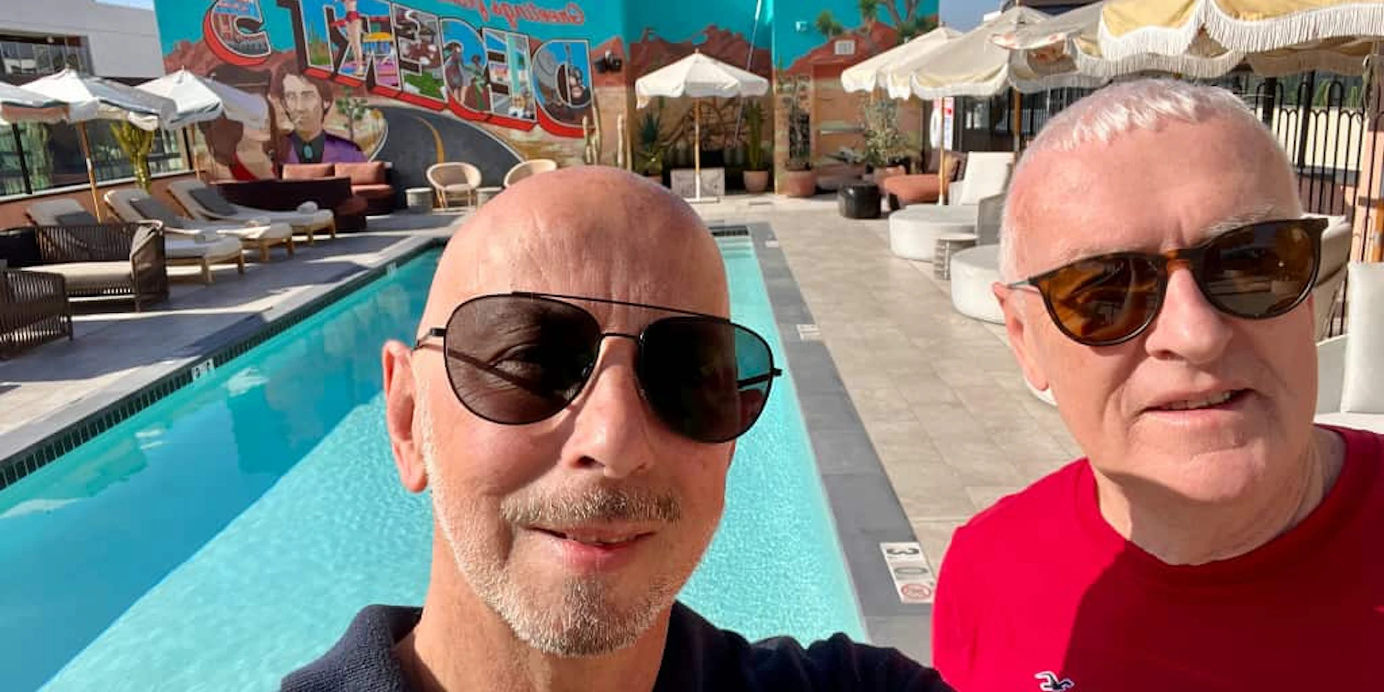 Leslie and Johnnhy by the roof pool at the hotel in LA