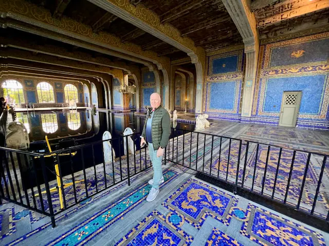 Leslie in the indoor pool - Hearst Castle.